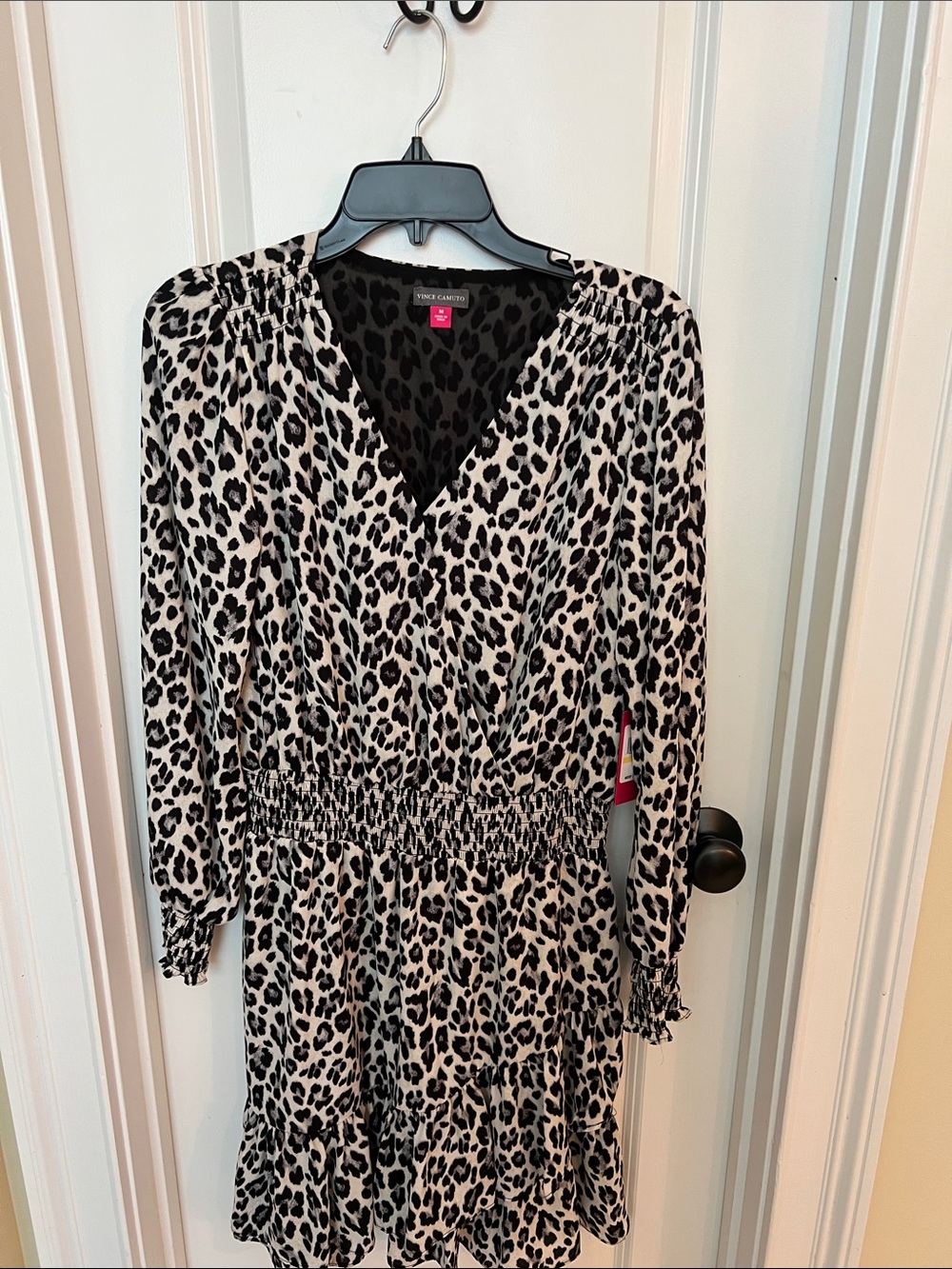 Vince Camuto Black & Cream Leopard Print Dress